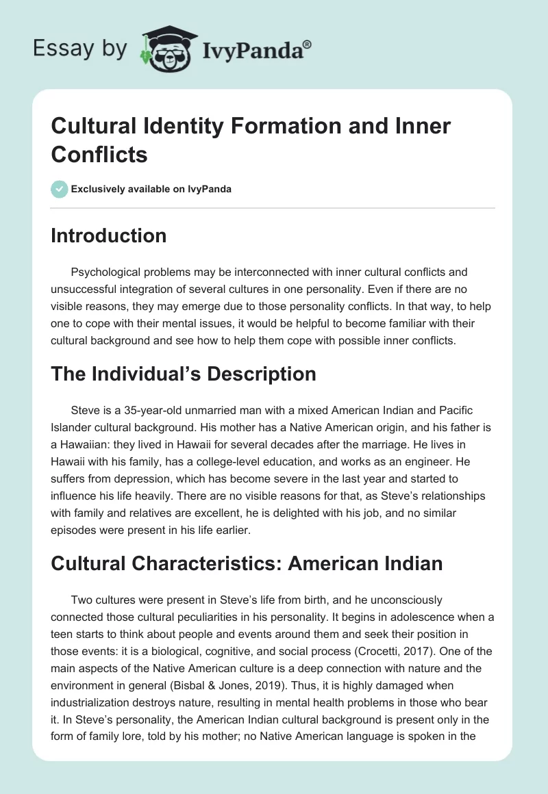 Cultural Identity Formation and Inner Conflicts. Page 1