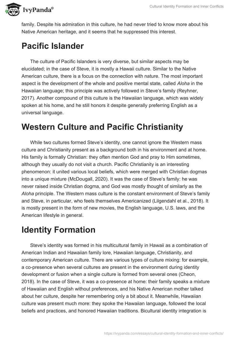 Cultural Identity Formation and Inner Conflicts. Page 2