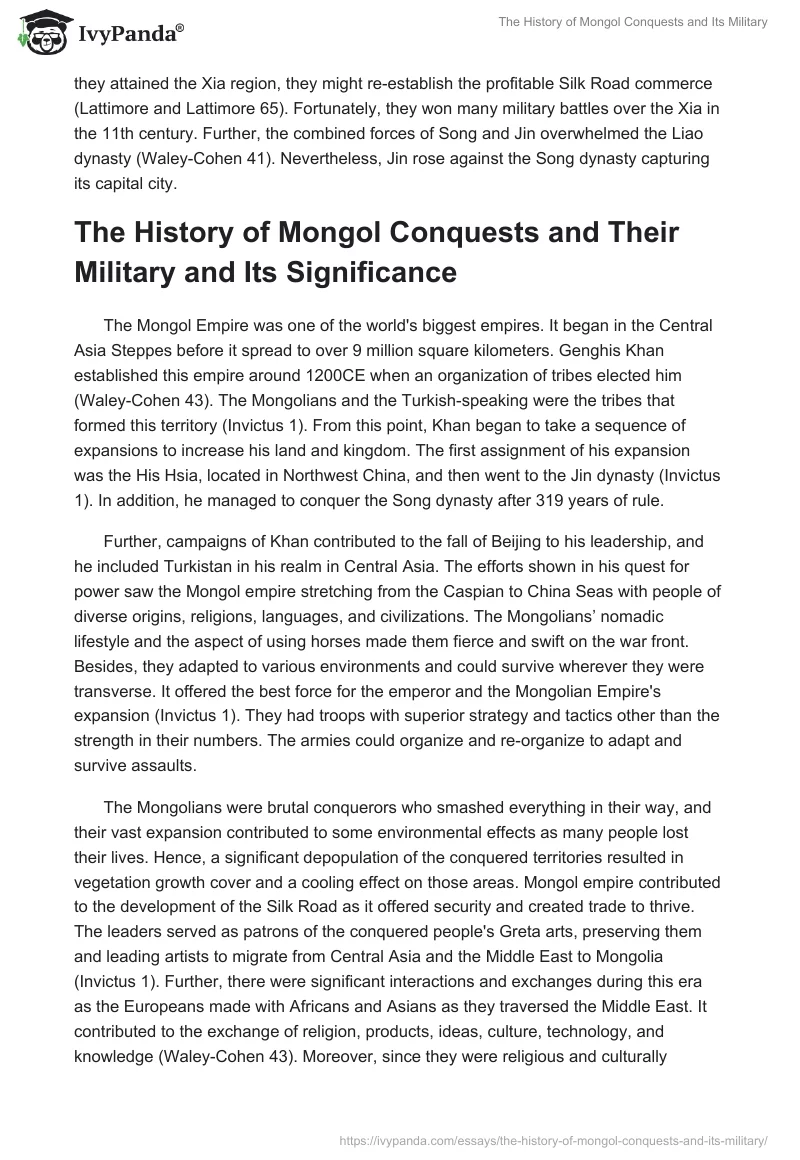 The History of Mongol Conquests and Its Military. Page 3