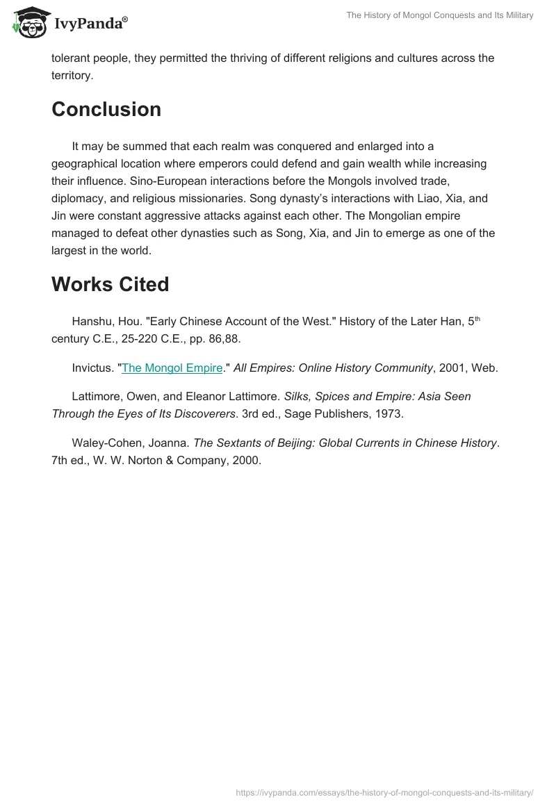 The History of Mongol Conquests and Its Military. Page 4