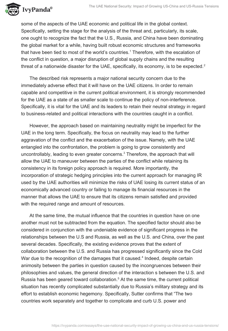 The UAE National Security: Impact of Growing US-China and US-Russia Tensions. Page 2