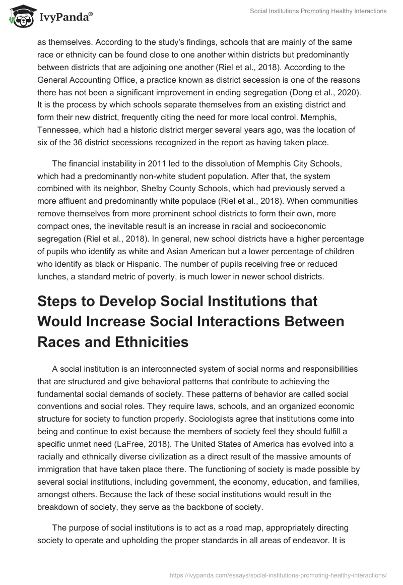 Social Institutions Promoting Healthy Interactions. Page 2