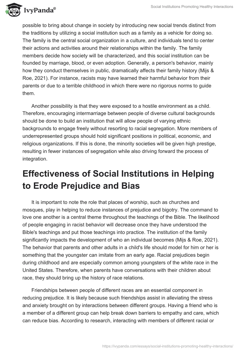 Social Institutions Promoting Healthy Interactions. Page 3