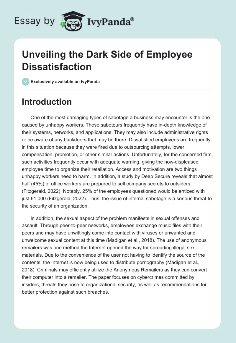 Unveiling the Dark Side of Employee Dissatisfaction. Page 1