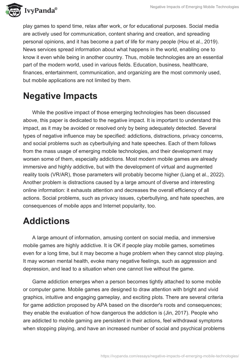 Negative Impacts of Emerging Mobile Technologies. Page 2
