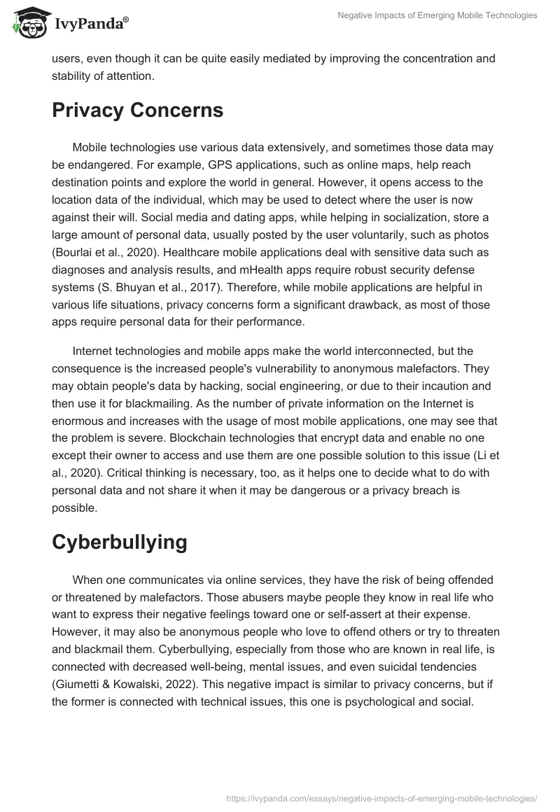 Negative Impacts of Emerging Mobile Technologies. Page 4