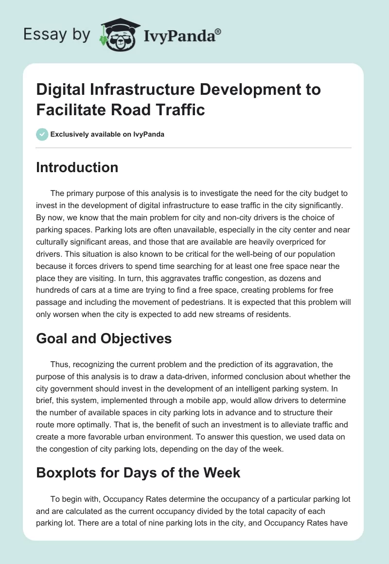 Digital Infrastructure Development to Facilitate Road Traffic. Page 1