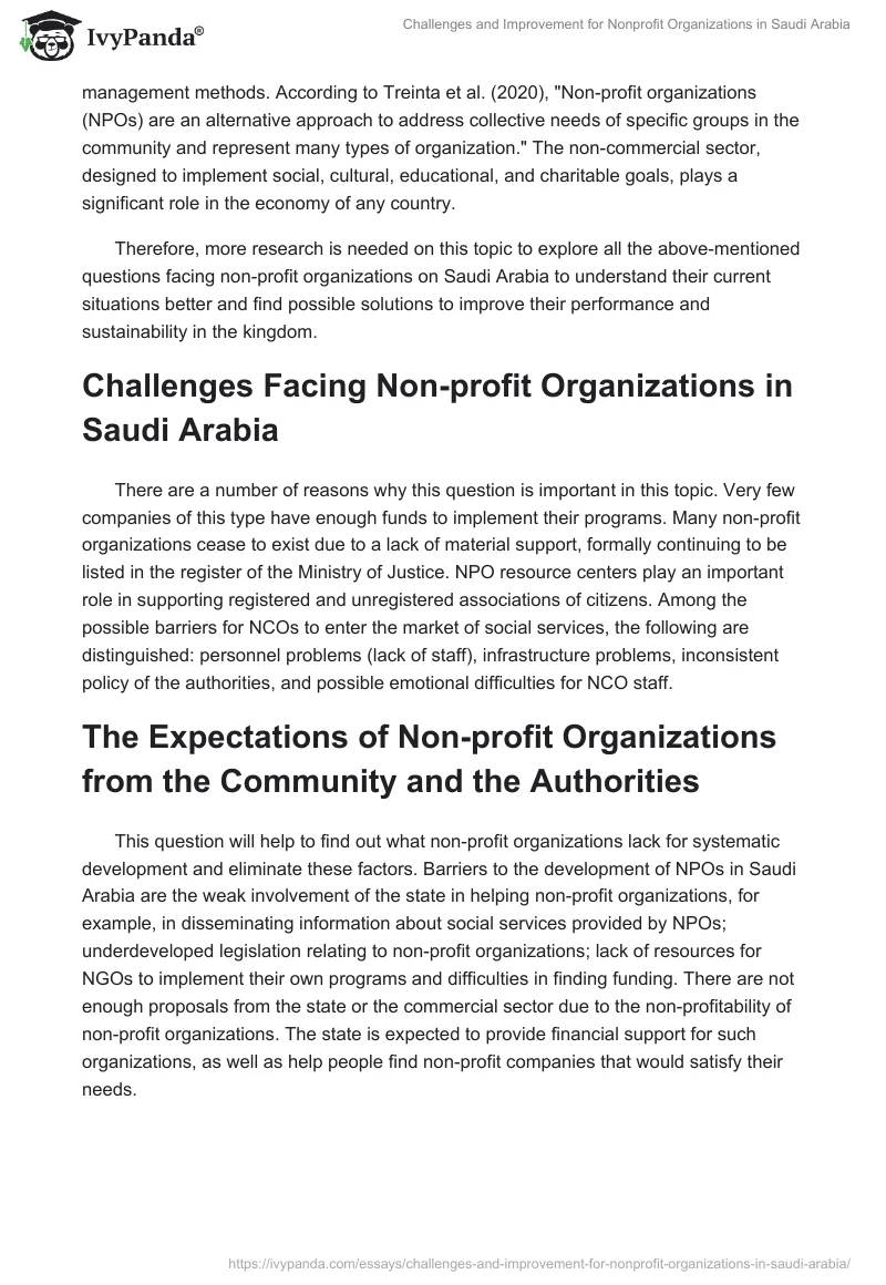 Challenges and Improvement for Nonprofit Organizations in Saudi Arabia. Page 2