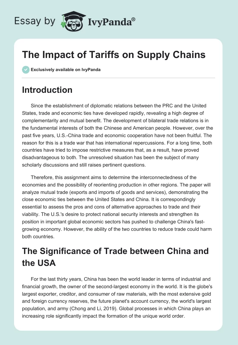 The Impact of Tariffs on Supply Chains. Page 1