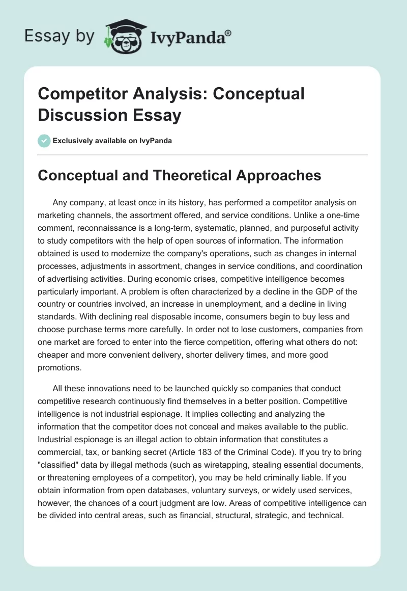 Competitor Analysis: Conceptual Discussion Essay. Page 1