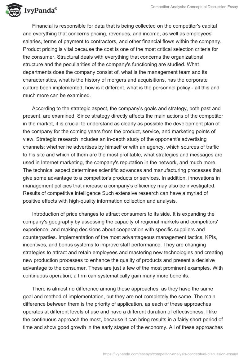 Competitor Analysis: Conceptual Discussion Essay. Page 2