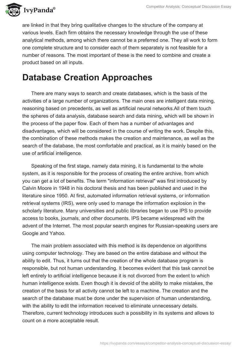 Competitor Analysis: Conceptual Discussion Essay. Page 3