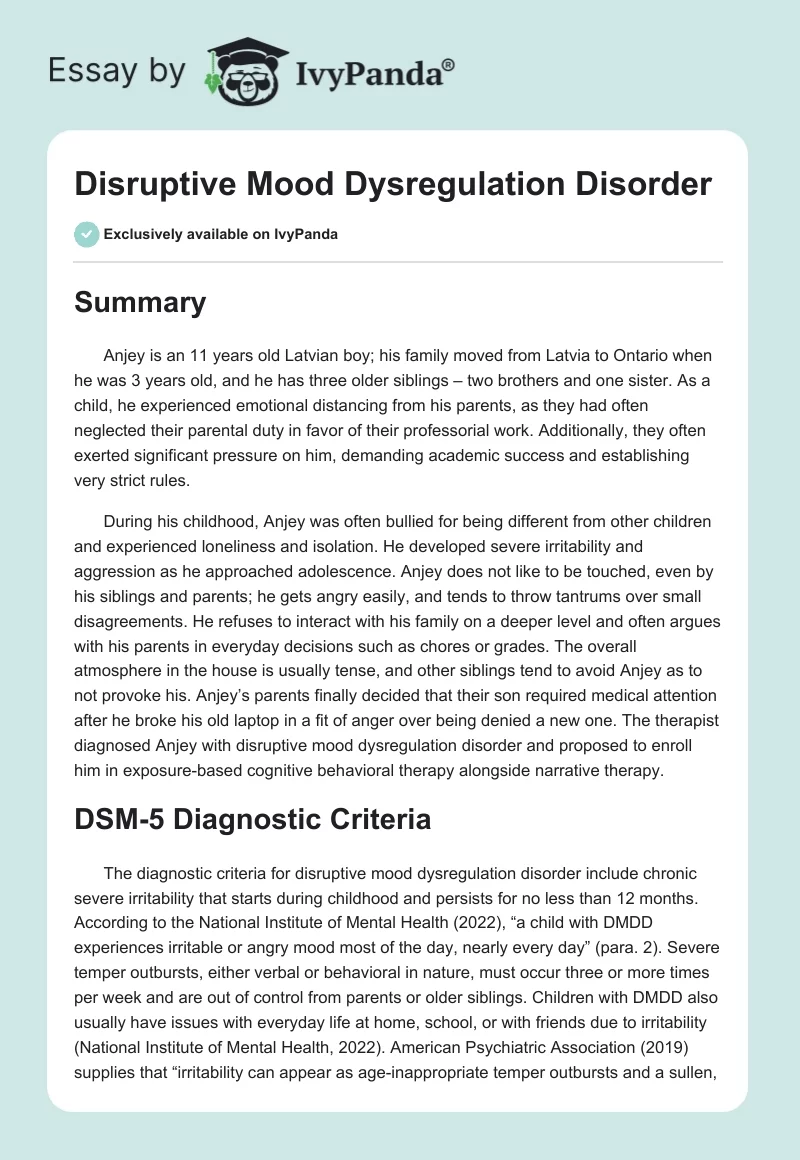 Disruptive Mood Dysregulation Disorder. Page 1