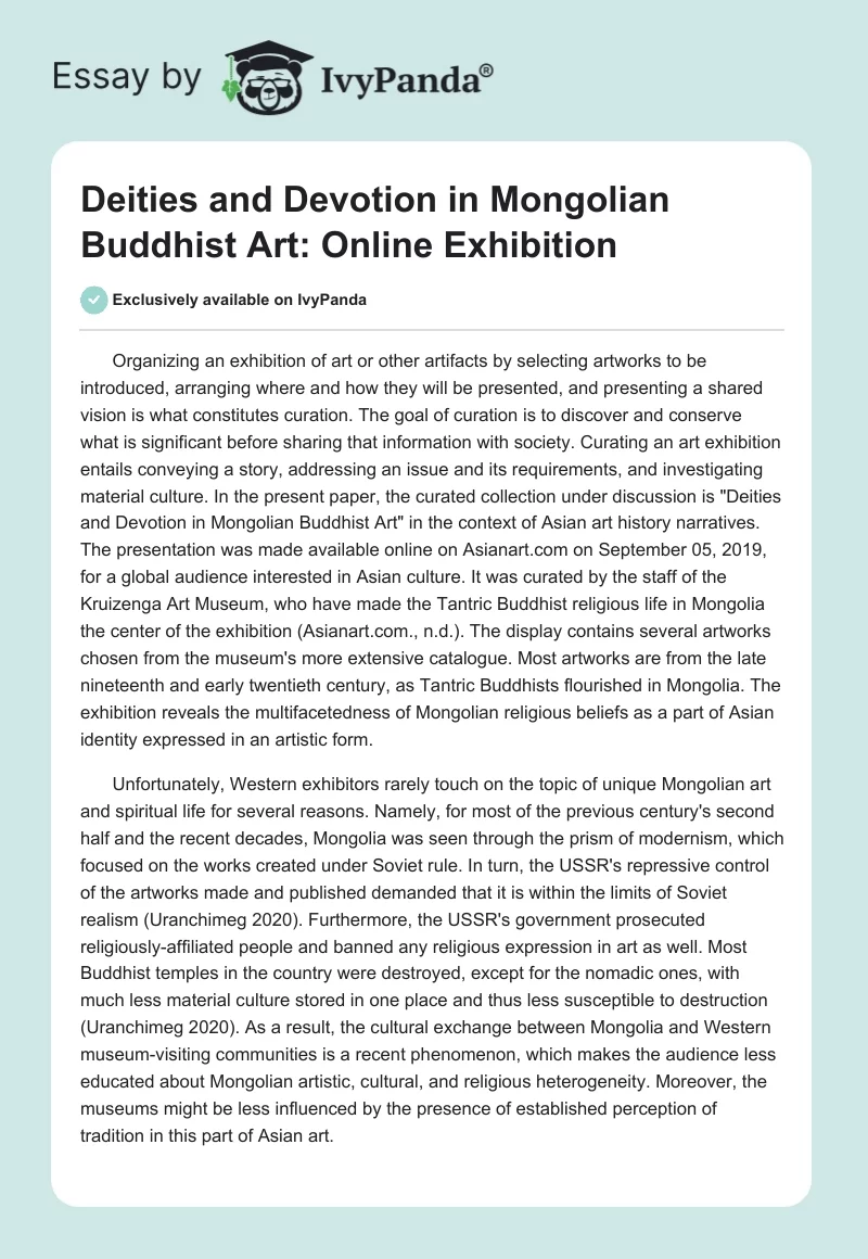 Deities and Devotion in Mongolian Buddhist Art: Online Exhibition. Page 1