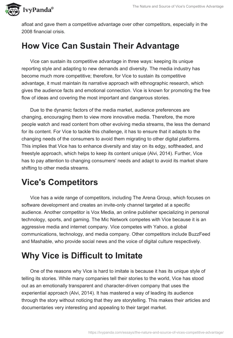 The Nature and Source of Vice's Competitive Advantage. Page 2