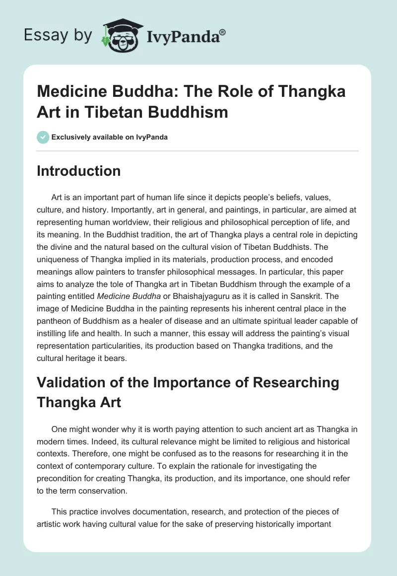 Medicine Buddha: The Role of Thangka Art in Tibetan Buddhism. Page 1