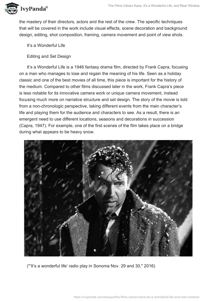 The Films "Citizen Kane", "It's a Wonderful Life", and "Rear Window". Page 2