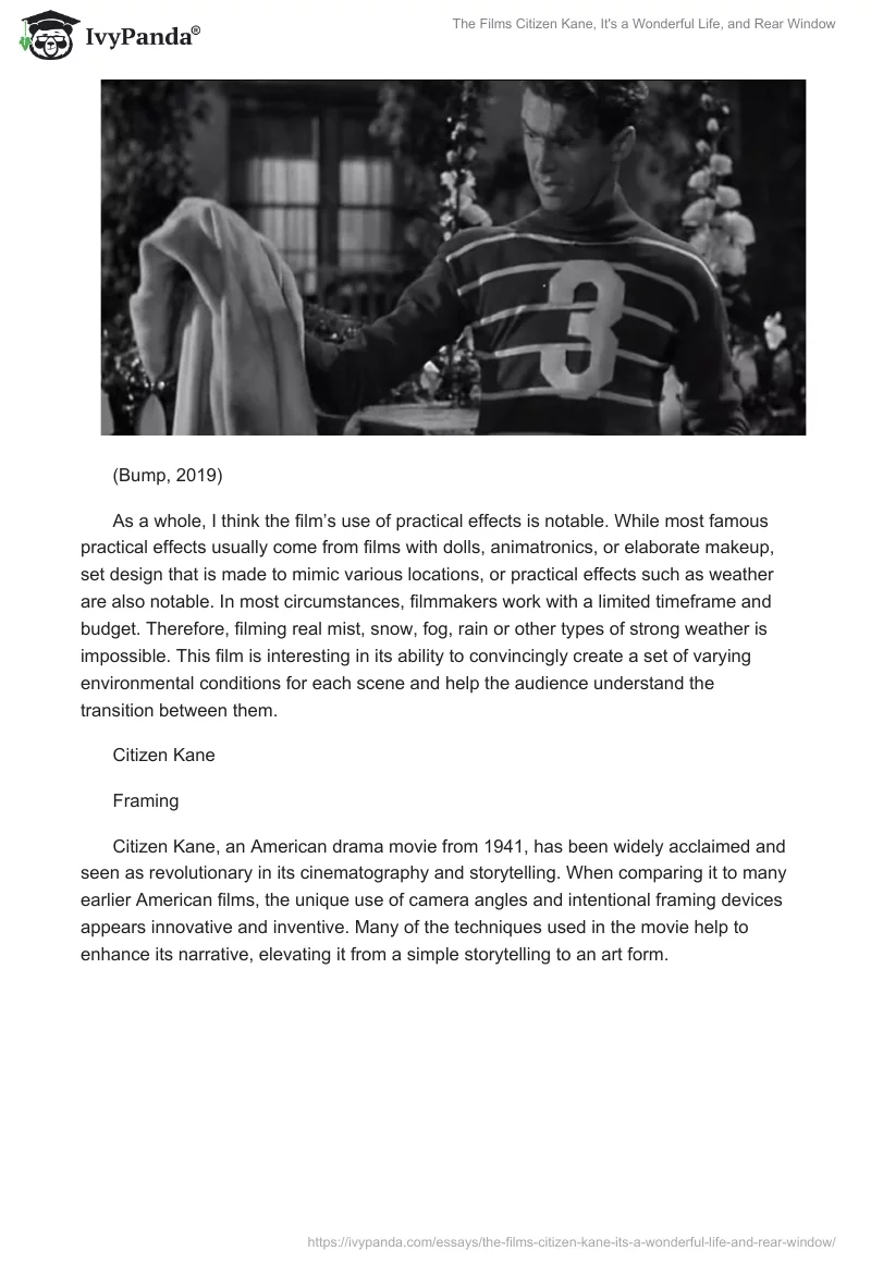 The Films "Citizen Kane", "It's a Wonderful Life", and "Rear Window". Page 5
