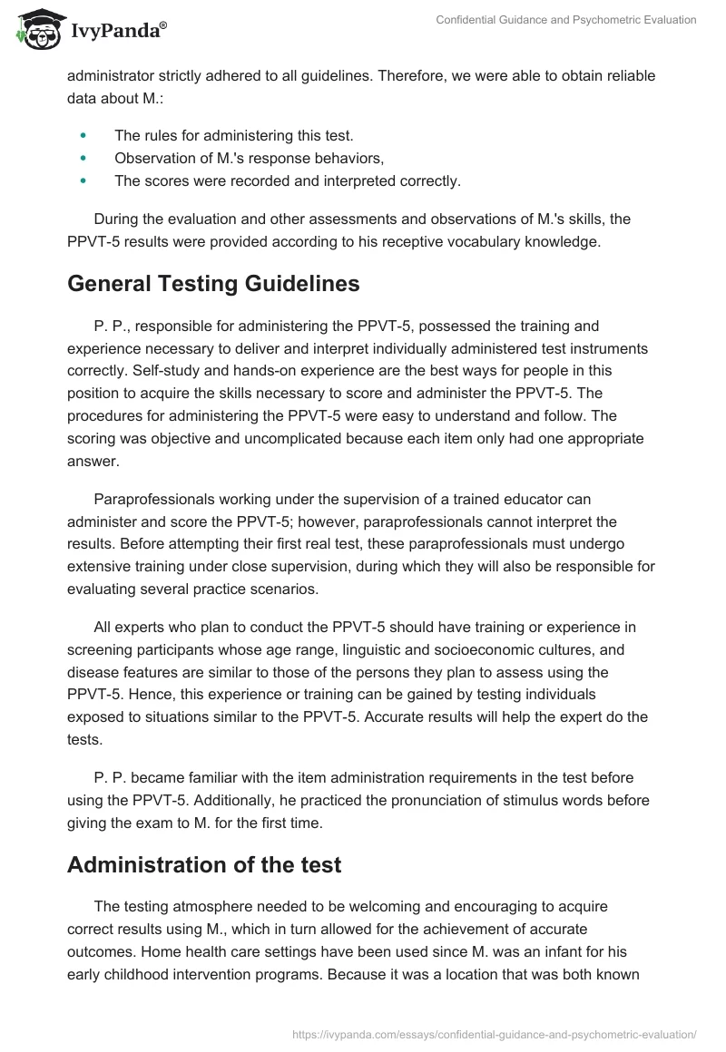Confidential Guidance and Psychometric Evaluation. Page 3