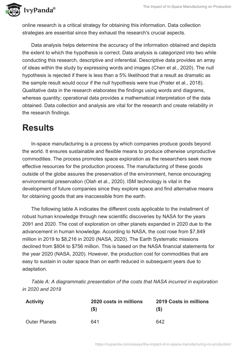 The Impact of In-Space Manufacturing on Production. Page 3