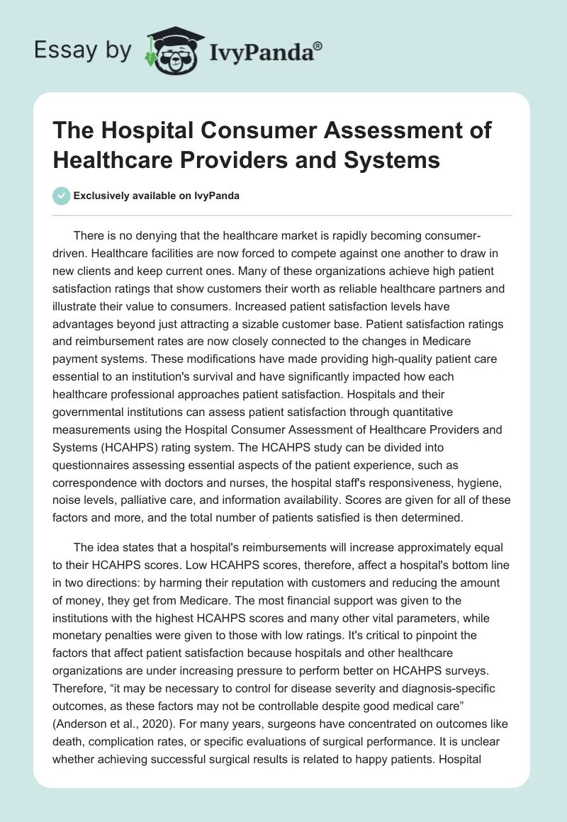 The Hospital Consumer Assessment of Healthcare Providers and Systems. Page 1