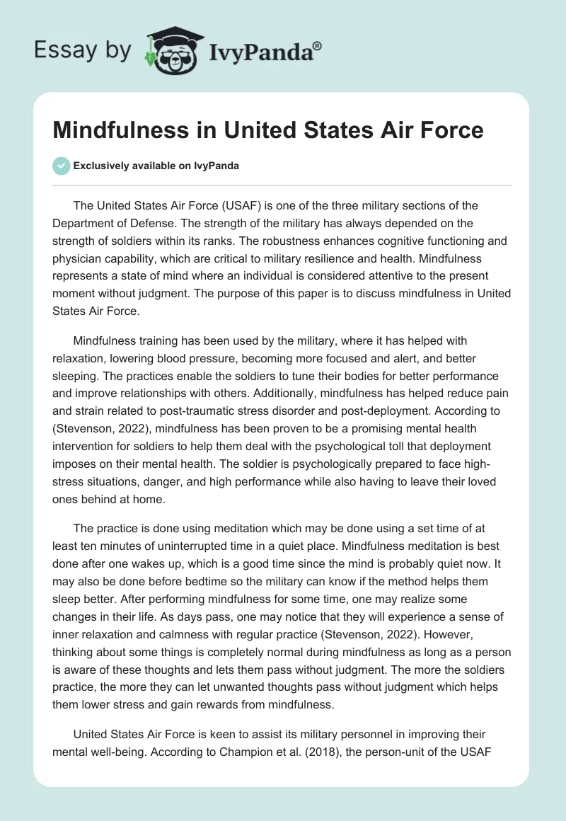 Mindfulness in United States Air Force. Page 1