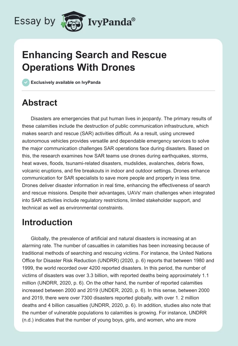 Enhancing Search and Rescue Operations With Drones. Page 1