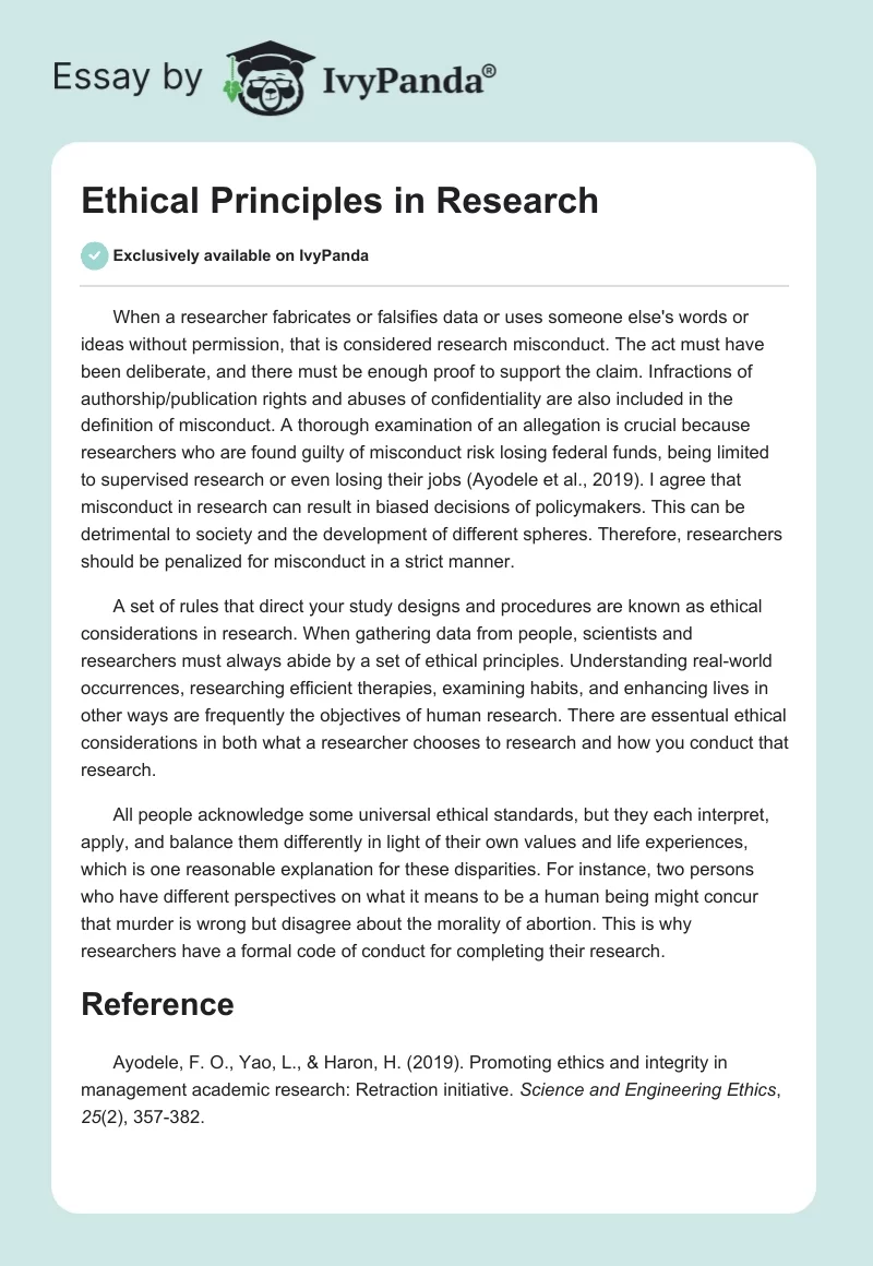Ethical Principles in Research. Page 1
