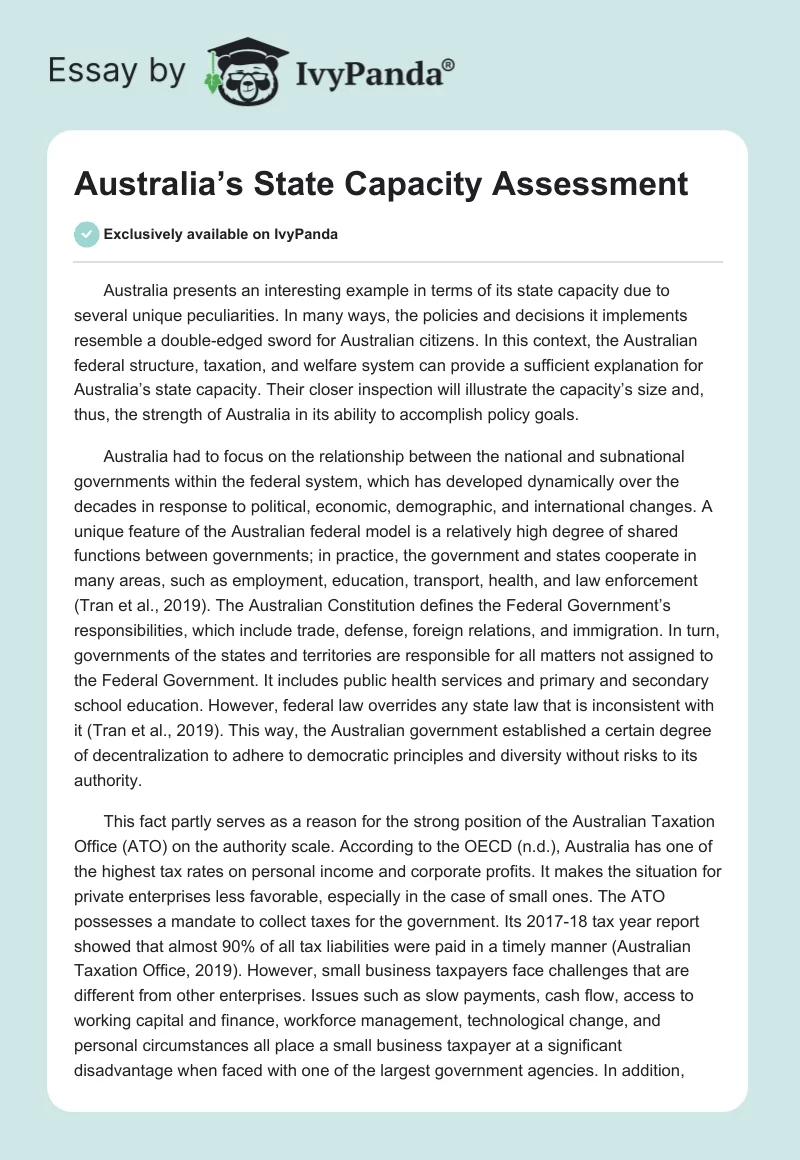 Australia’s State Capacity Assessment. Page 1