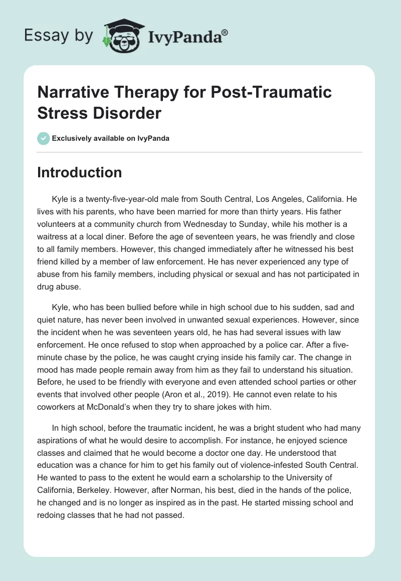 Narrative Therapy for Post-Traumatic Stress Disorder. Page 1