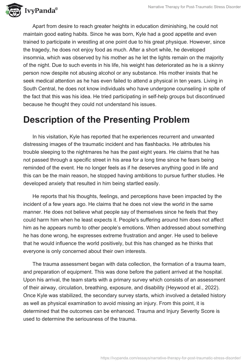 Narrative Therapy for Post-Traumatic Stress Disorder. Page 2