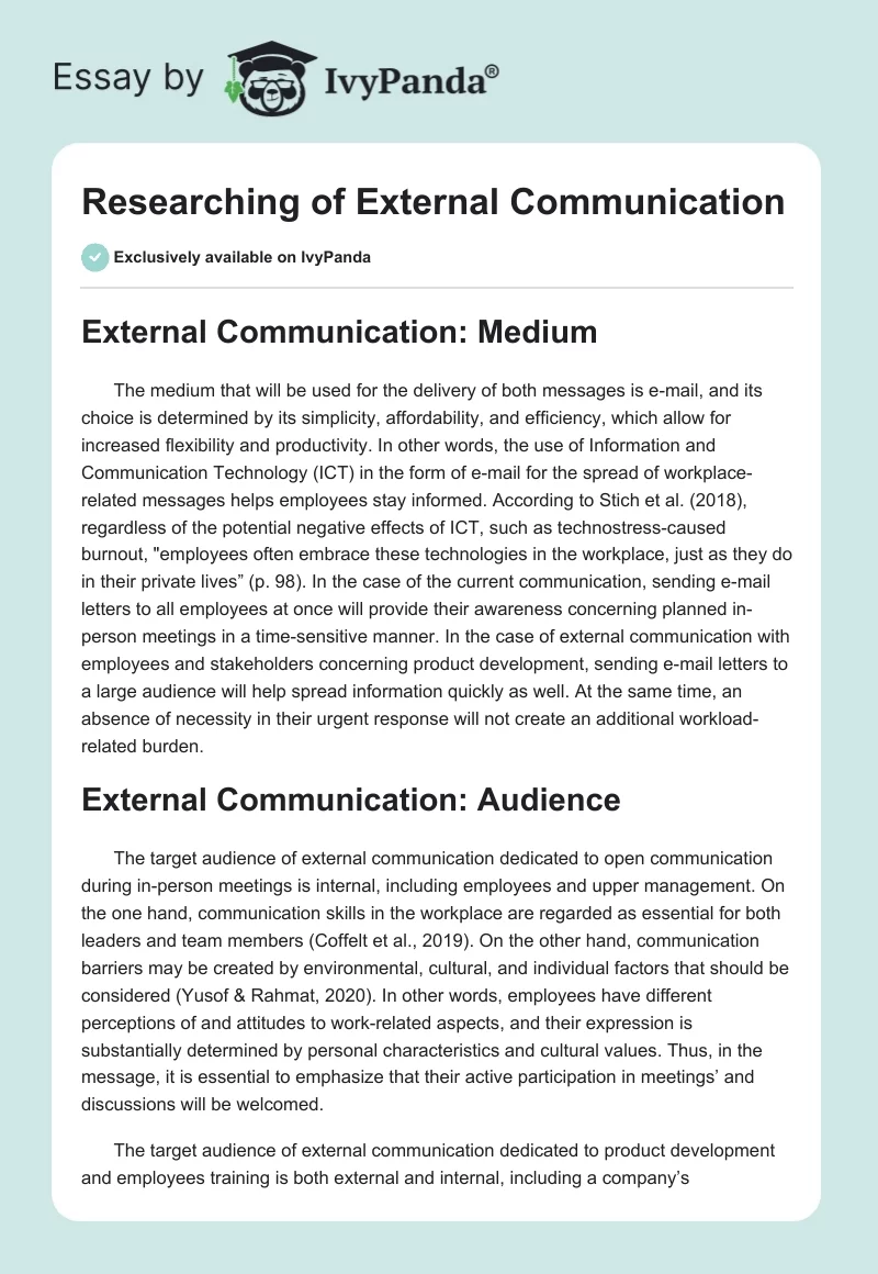 Researching of External Communication. Page 1