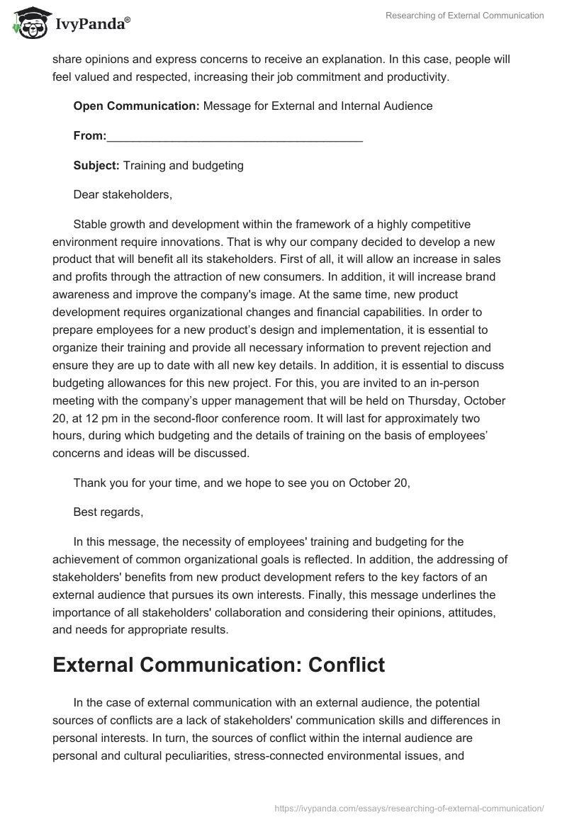Researching of External Communication. Page 3