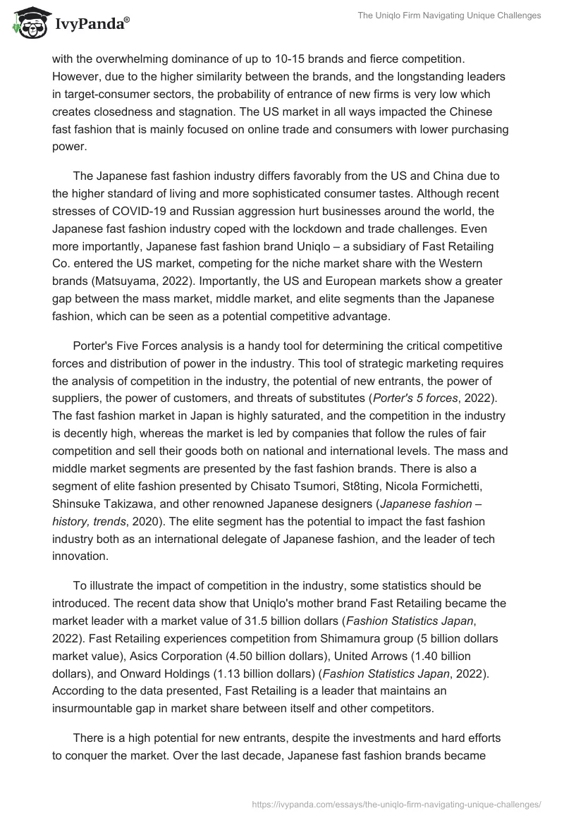 The Uniqlo Firm Navigating Unique Challenges. Page 2