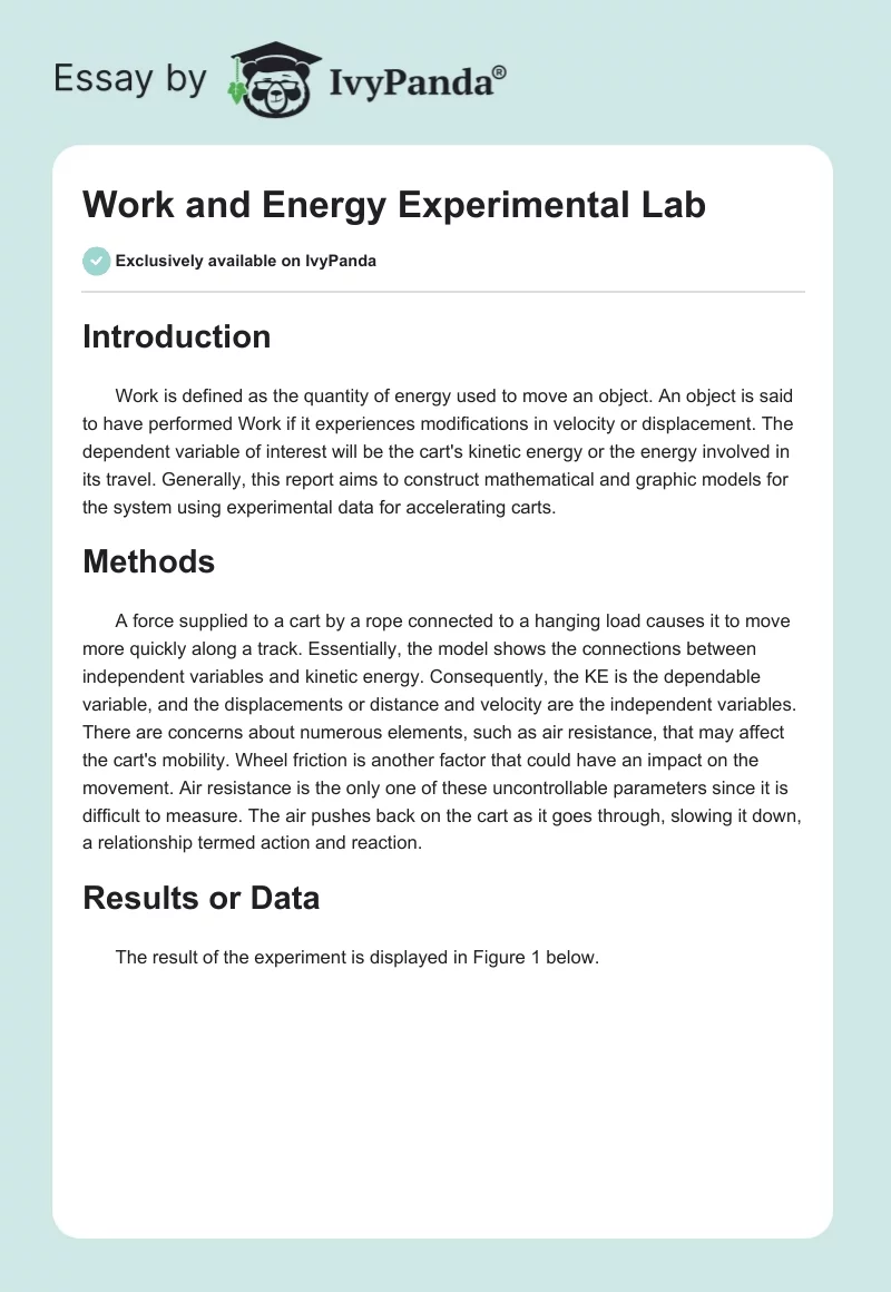 Work and Energy Experimental Lab. Page 1