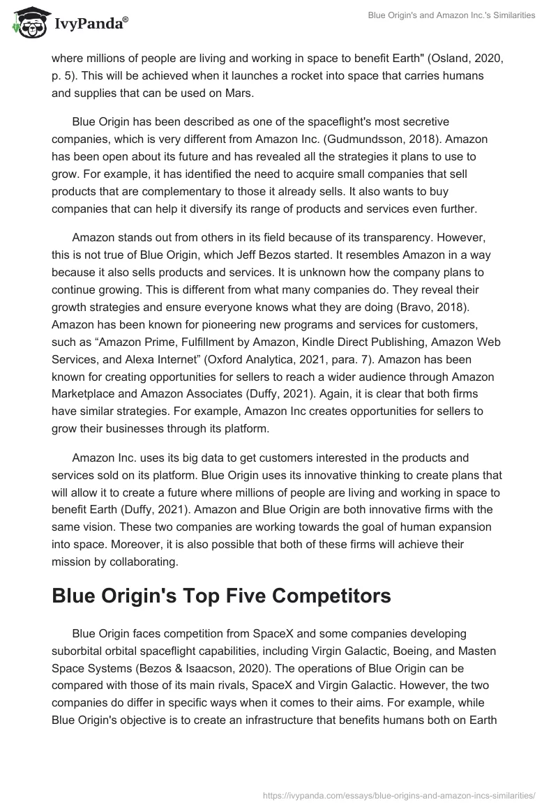 Blue Origin's and Amazon Inc.'s Similarities. Page 2