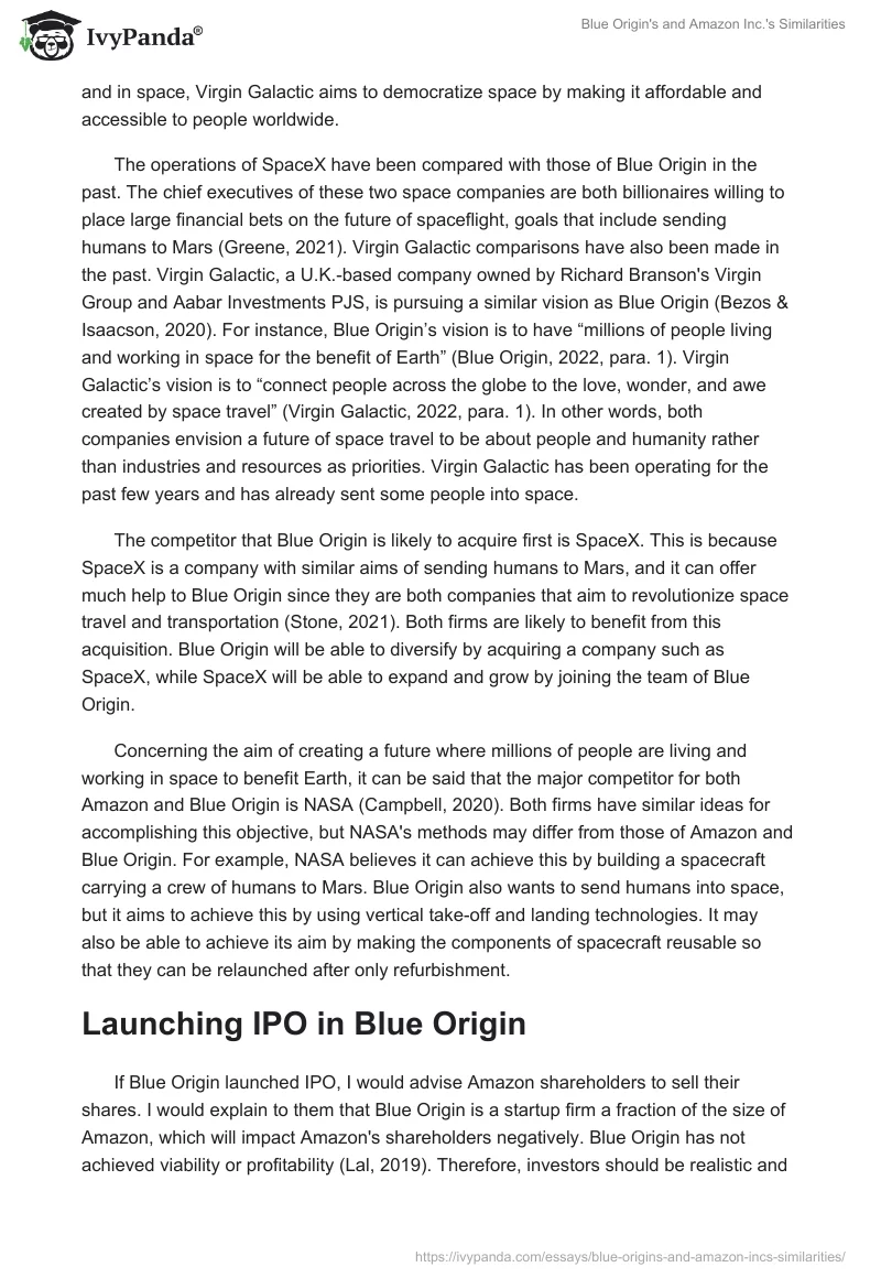 Blue Origin's and Amazon Inc.'s Similarities. Page 3