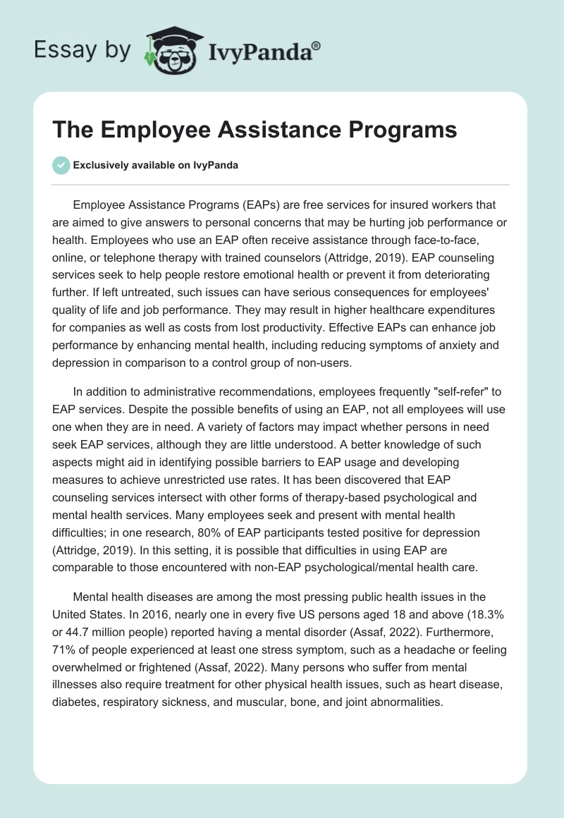 The Employee Assistance Programs. Page 1