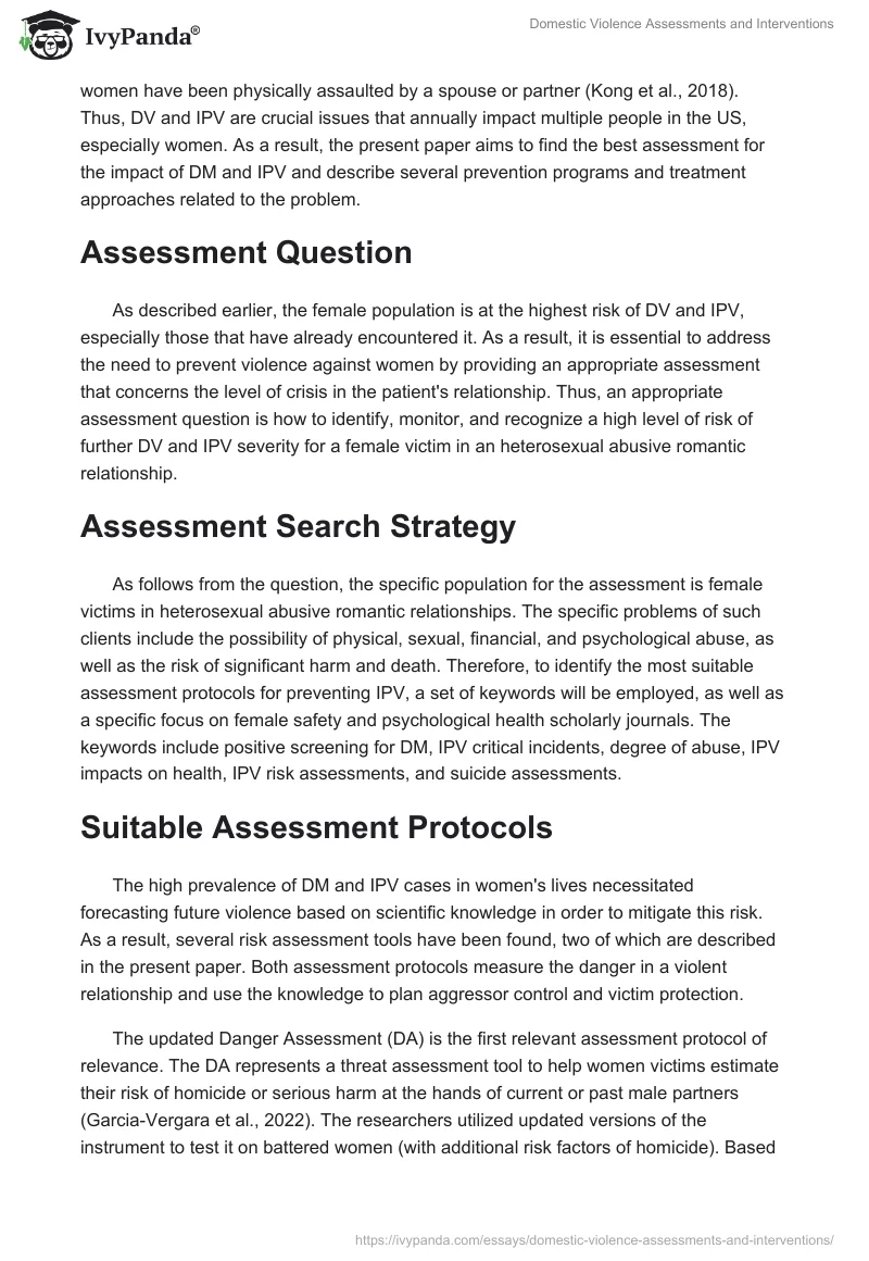 Domestic Violence Assessments and Interventions. Page 2