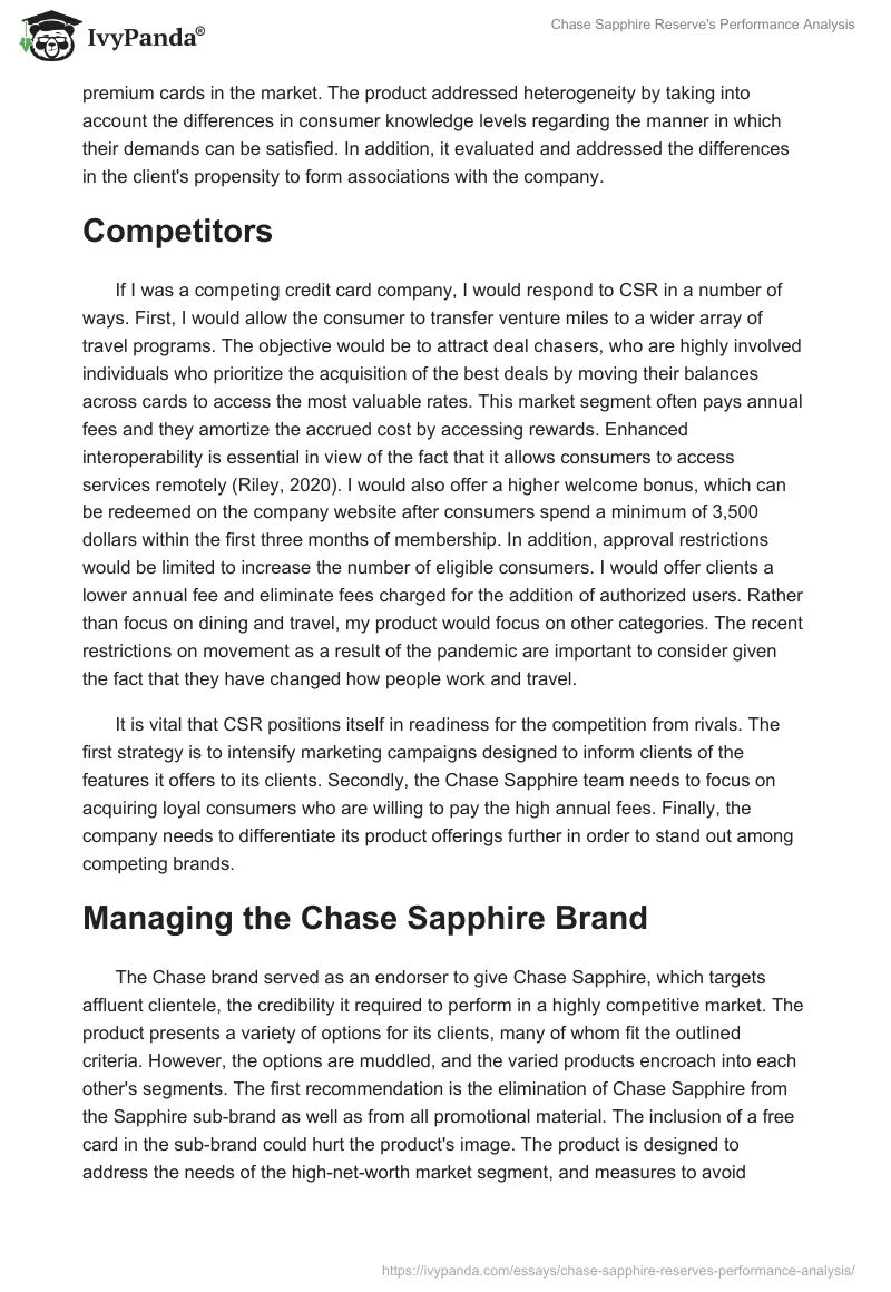 Chase Sapphire Reserve's Performance Analysis. Page 5