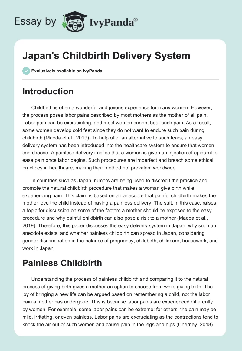 Japan's Childbirth Delivery System. Page 1