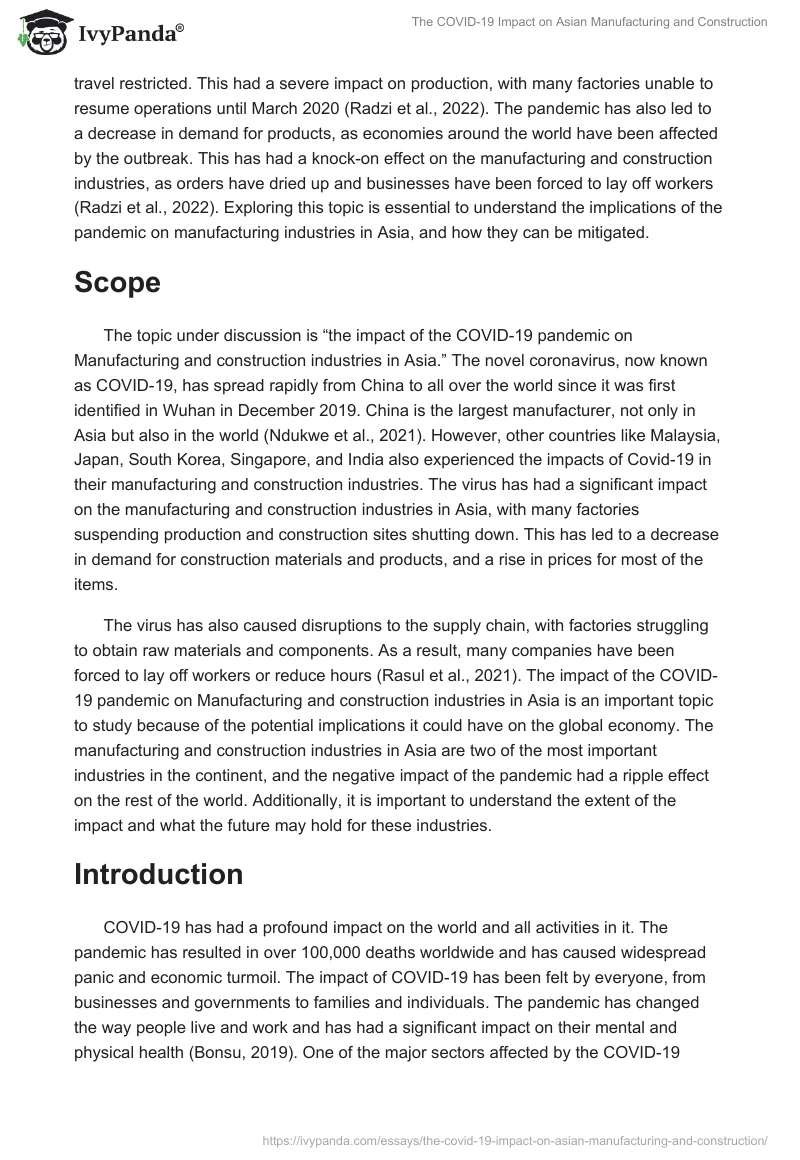 The COVID-19 Impact on Asian Manufacturing and Construction. Page 2