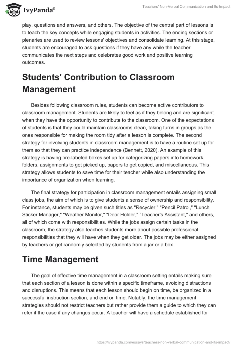 Teachers' Non-Verbal Communication and Its Impact. Page 4
