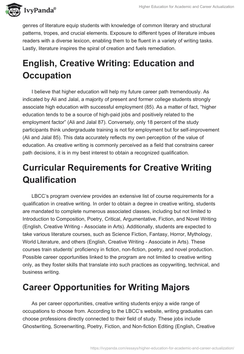 Higher Education for Academic and Career Actualization. Page 2