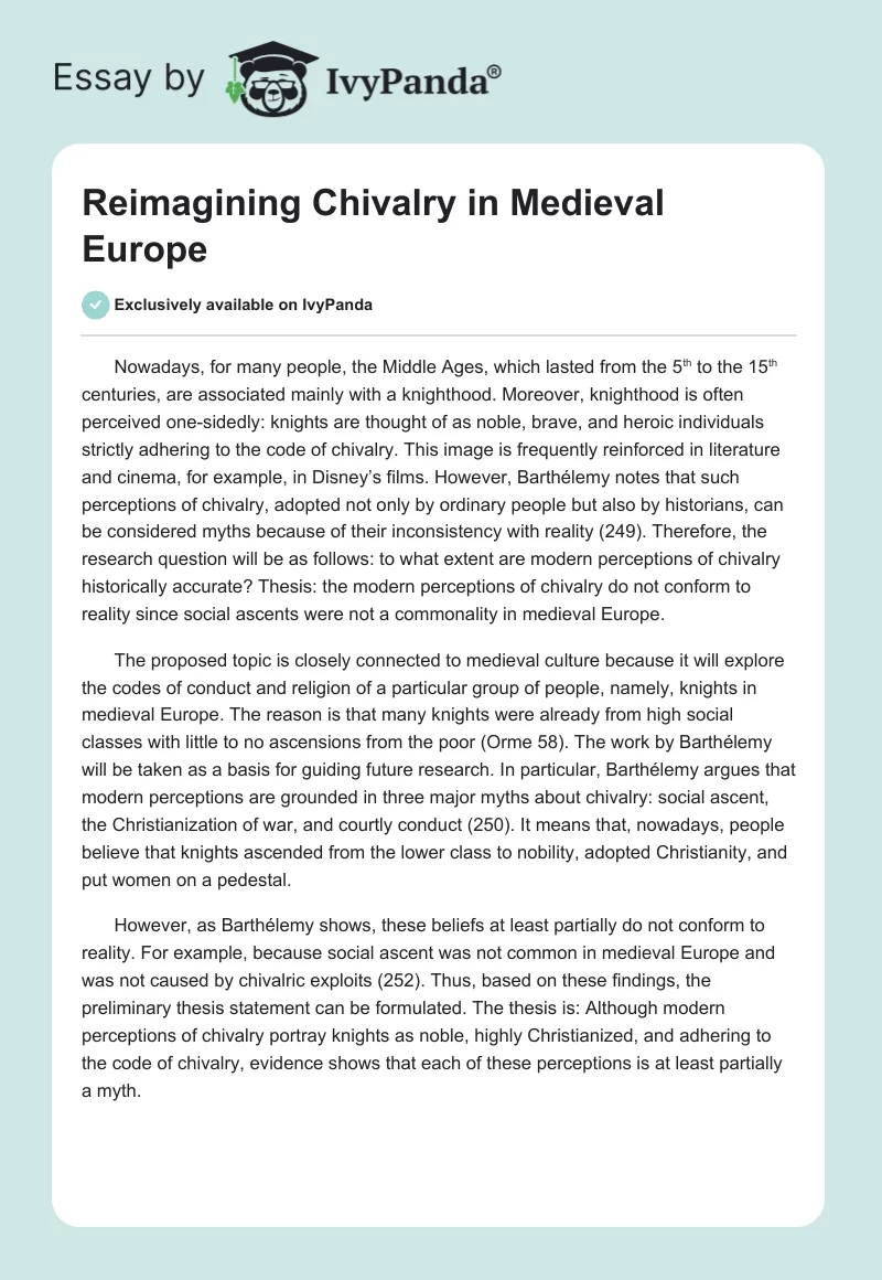 Reimagining Chivalry in Medieval Europe. Page 1