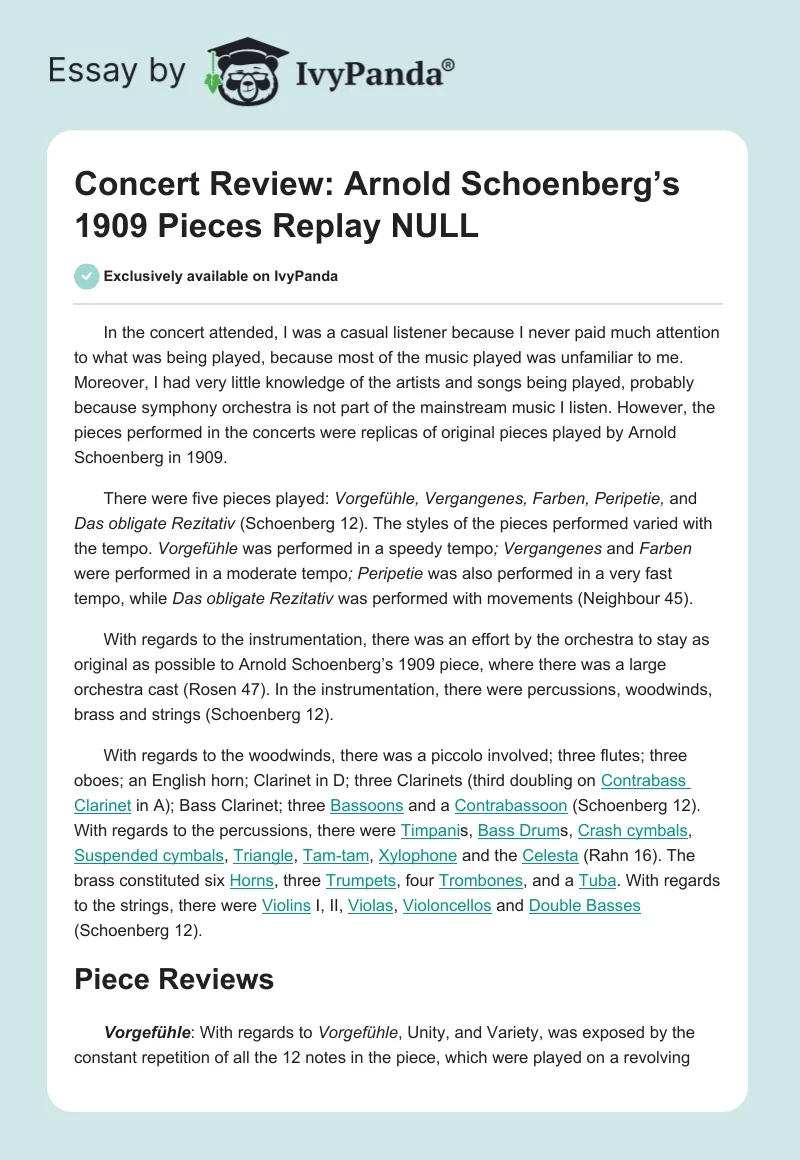 Concert Review: Arnold Schoenberg’s 1909 Pieces Replay NULL. Page 1