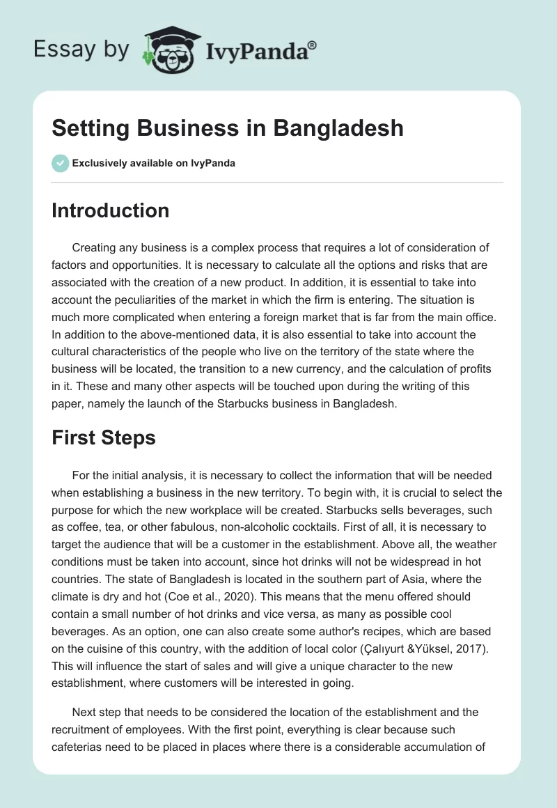 Setting Business in Bangladesh. Page 1