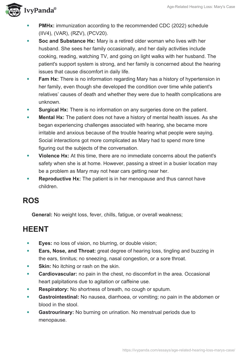 Age-Related Hearing Loss: Mary's Case. Page 2