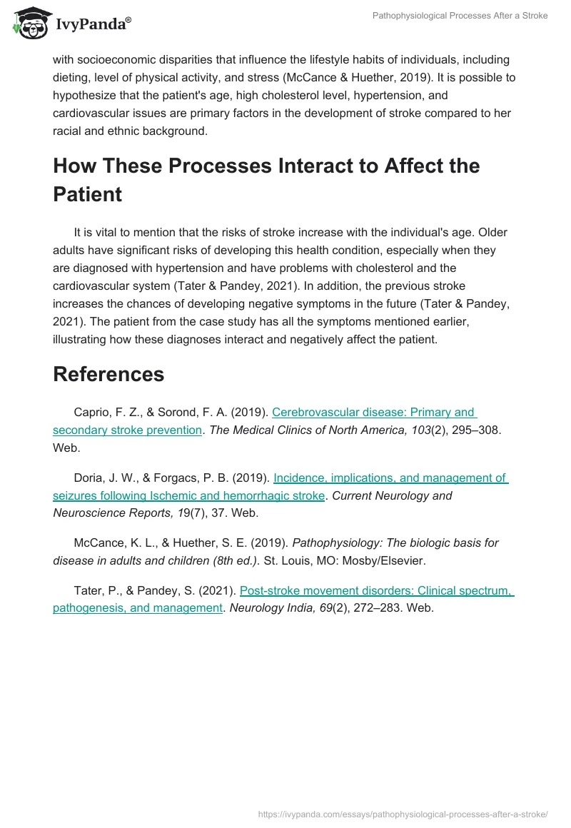 Pathophysiological Processes After a Stroke. Page 3