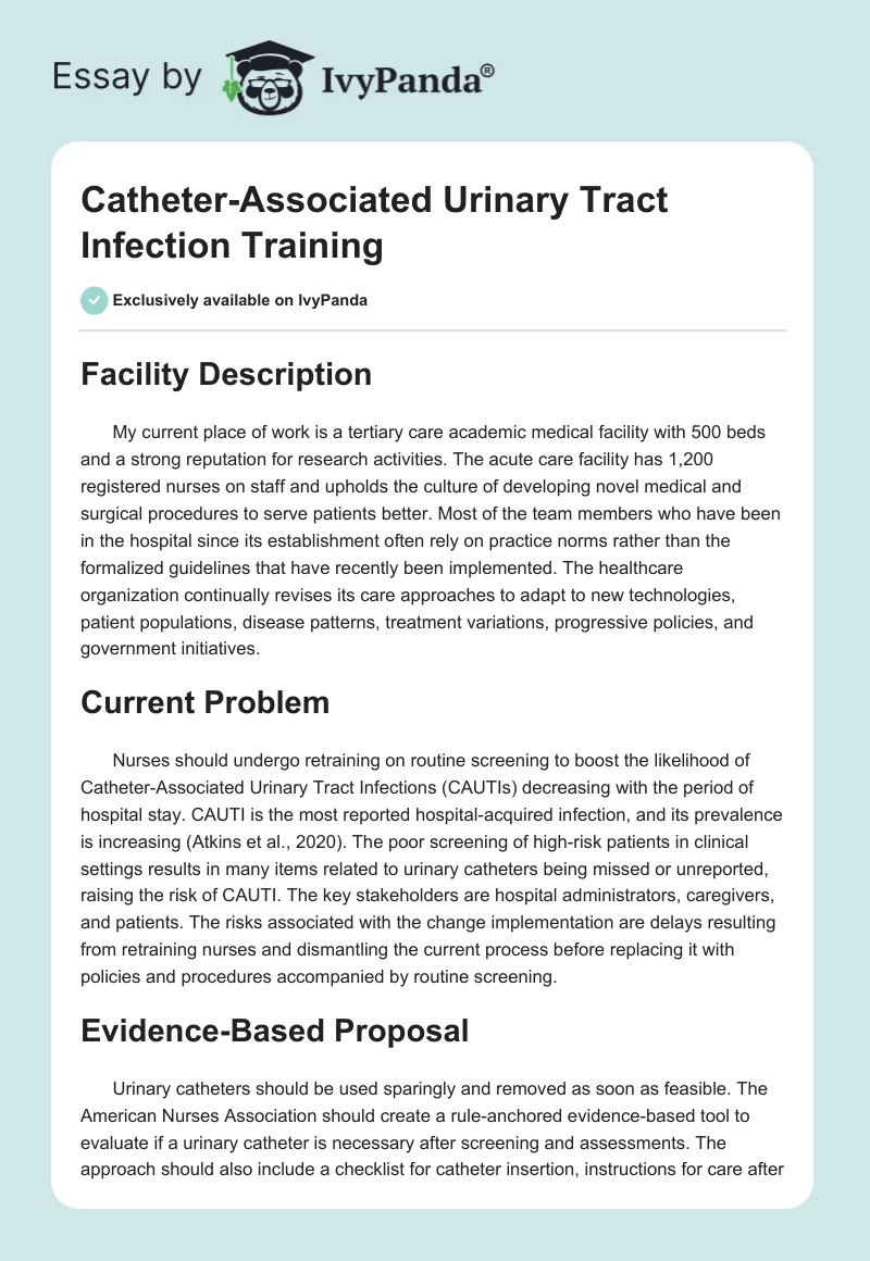 Catheter-Associated Urinary Tract Infection Training. Page 1